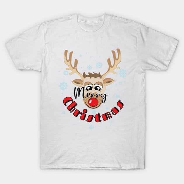 Reindeer Merry Christmas T-Shirt by Teija.I.Art&Design